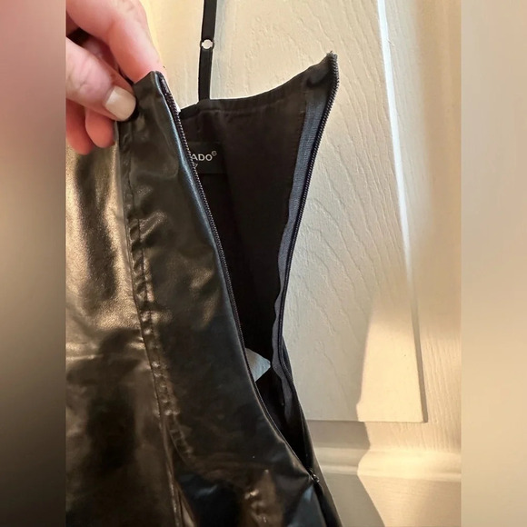 ADELE FADO 6 ITALIAN Faux Leather Corset Dress Sweetheart Neck Back Cut Out SEXY - Picture 7 of 11